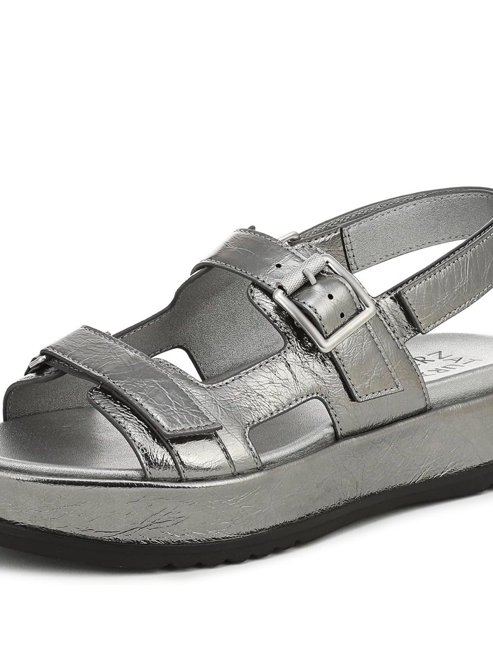 Naturalizer Women’s Metallic Silver Buckle Platform Sandal